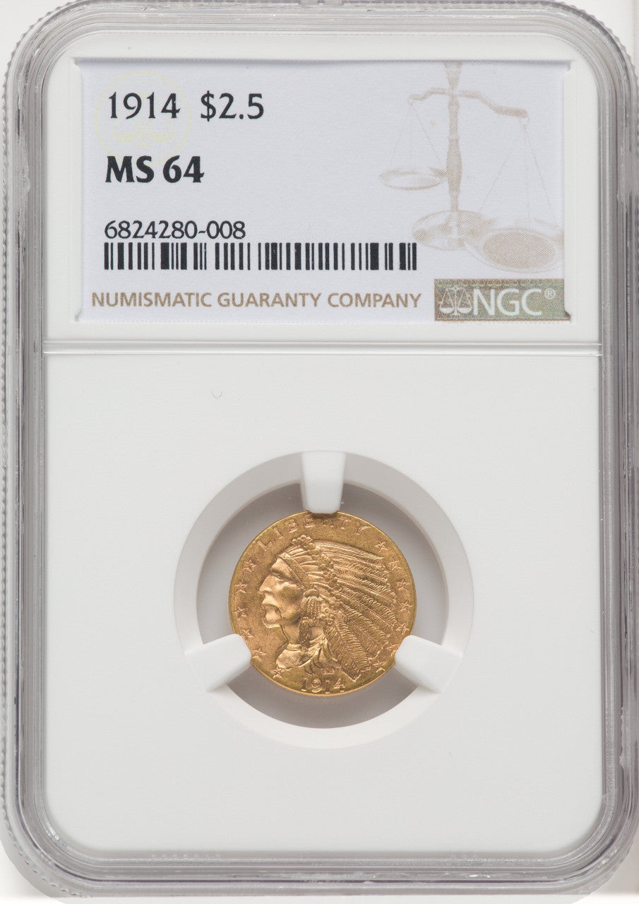 1914 $2.50 Indian Quarter Eagle NGC MS64 (769303001)