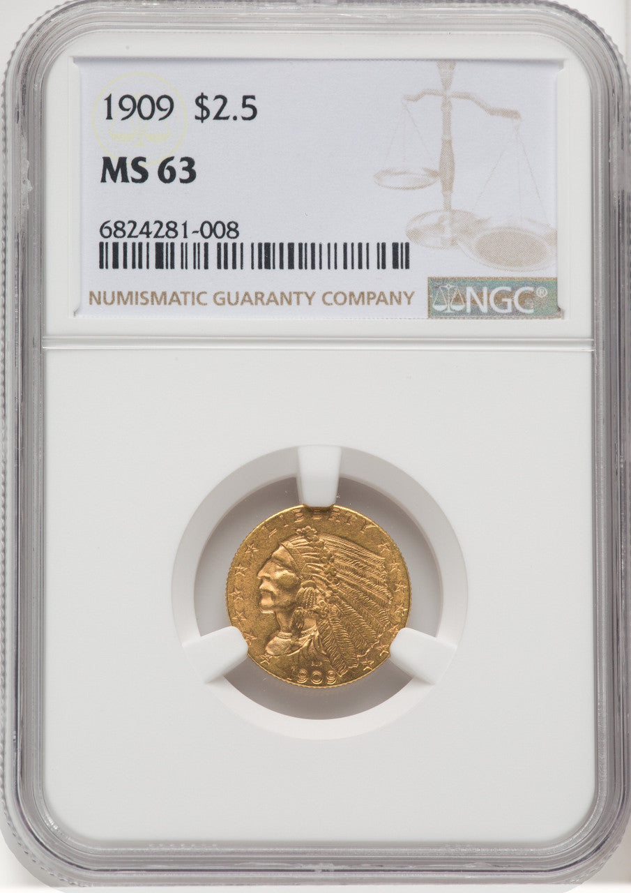 1909 $2.50 Indian Quarter Eagle NGC MS63 (769303016)