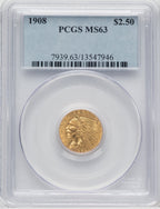 1908 $2.50 Indian Quarter Eagle PCGS MS63 (769303023)