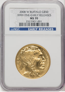 2008-W $50 One-Ounce Gold Eagle First Strike ER Blue NGC MS70
