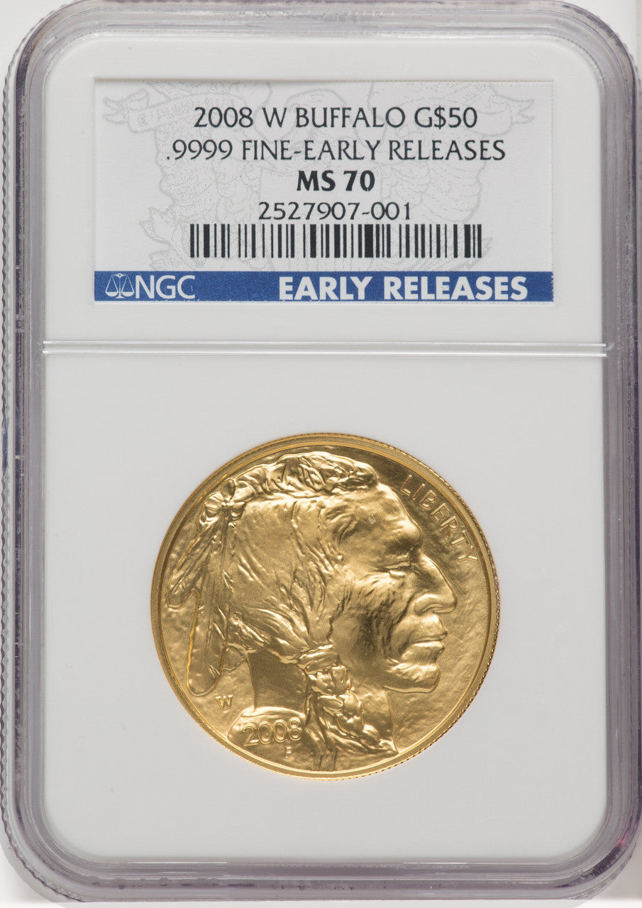2008-W $50 One-Ounce Gold Eagle First Strike ER Blue NGC MS70