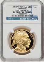 2013-W One-Ounce Gold Buffalo First Strike ER Blue NGC PF70 (769433002)