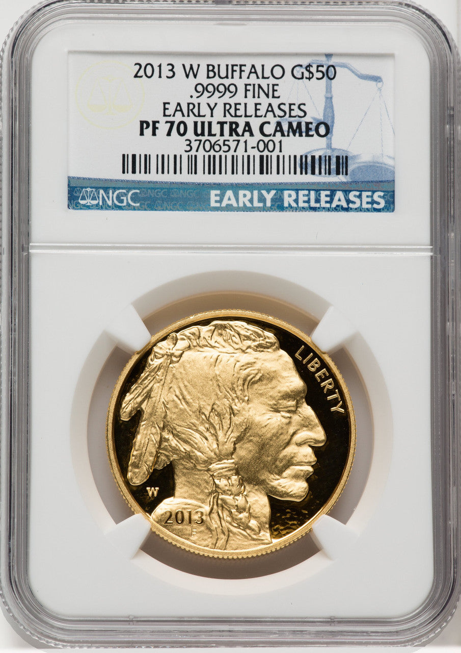 2013-W One-Ounce Gold Buffalo First Strike ER Blue NGC PF70 (769433002)