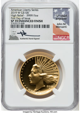2019-W $100 High Relief Enhanced First Day of Issue NGC MS70 (770569204)