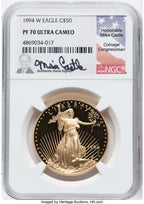 1994-W $50 One-Ounce Gold Eagle NGC PF70 Castle