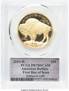 2019-W 1 oz Gold Buffalo FDI PCGS PR70 Cleveland Bell