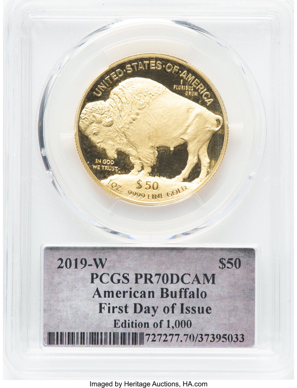 2019-W 1 oz Gold Buffalo FDI PCGS PR70 Cleveland Bell