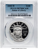 2005-W $100 One-Ounce Platinum Eagle Statue of Liberty PCGS PR70