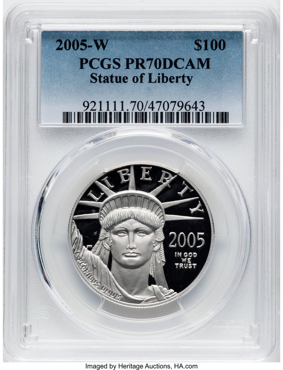 2005-W $100 One-Ounce Platinum Eagle Statue of Liberty PCGS PR70