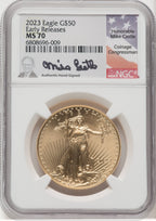 2023 $50 One-Ounce Gold Eagle First Strike ER Mike Castle NGC MS70