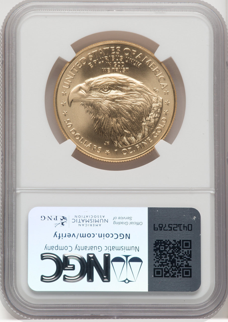 2023 $50 One-Ounce Gold Eagle First Strike ER Mike Castle NGC MS70