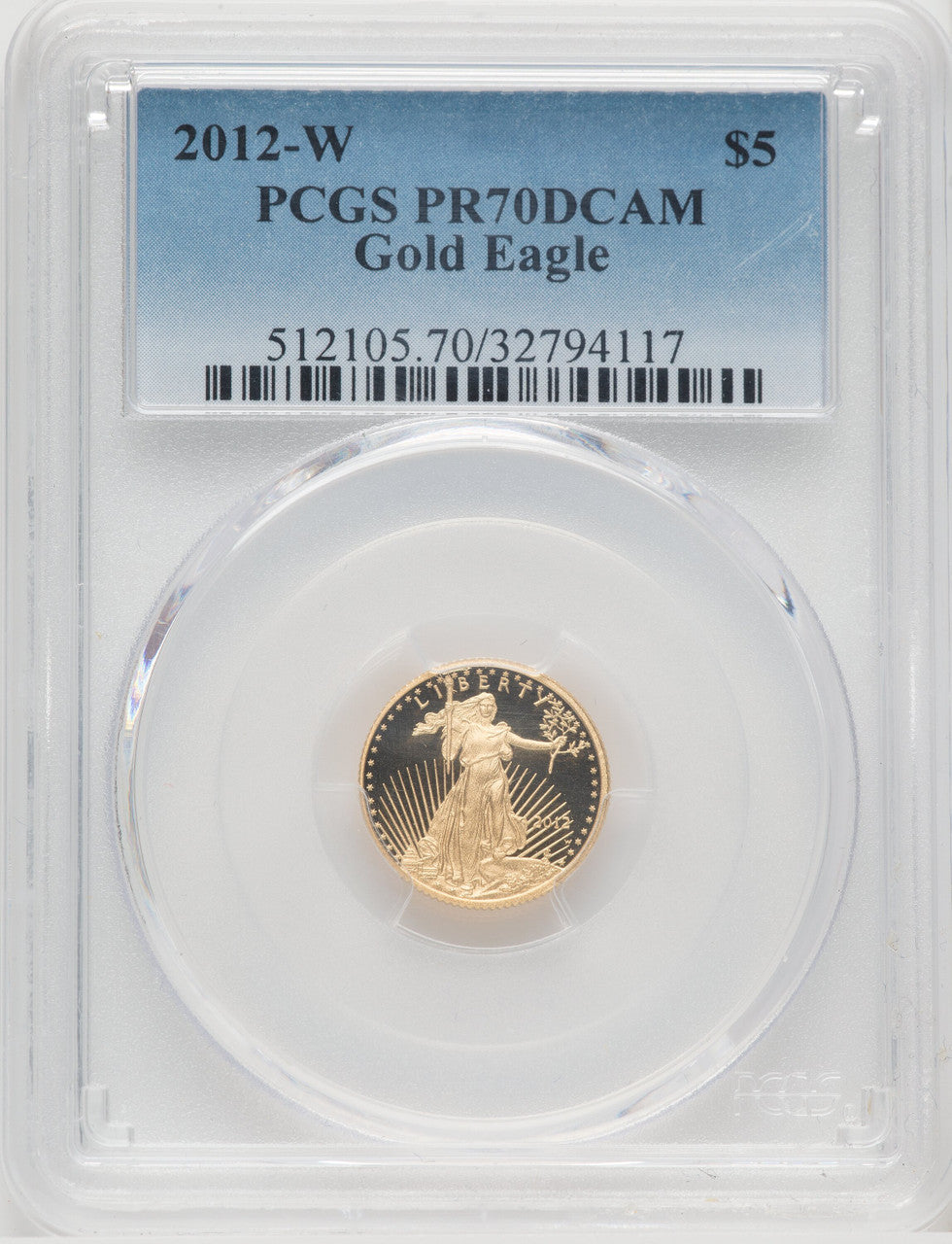 2012-W $5 Tenth-Ounce Gold Eagle PCGS PR70