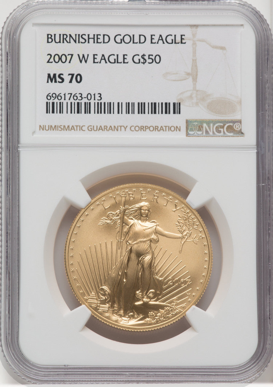 2007-W $50 One-Ounce Gold Eagle Brown Label NGC MS70 (769402001)