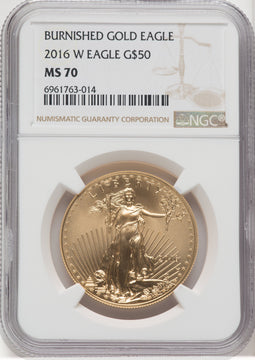 2016-W $50 One-Ounce Gold Eagle 30th Anniversary Brown Label NGC MS70