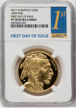 2017-W G$50 Buffalo First Day of Issue FDI 1ST NGC PF70
