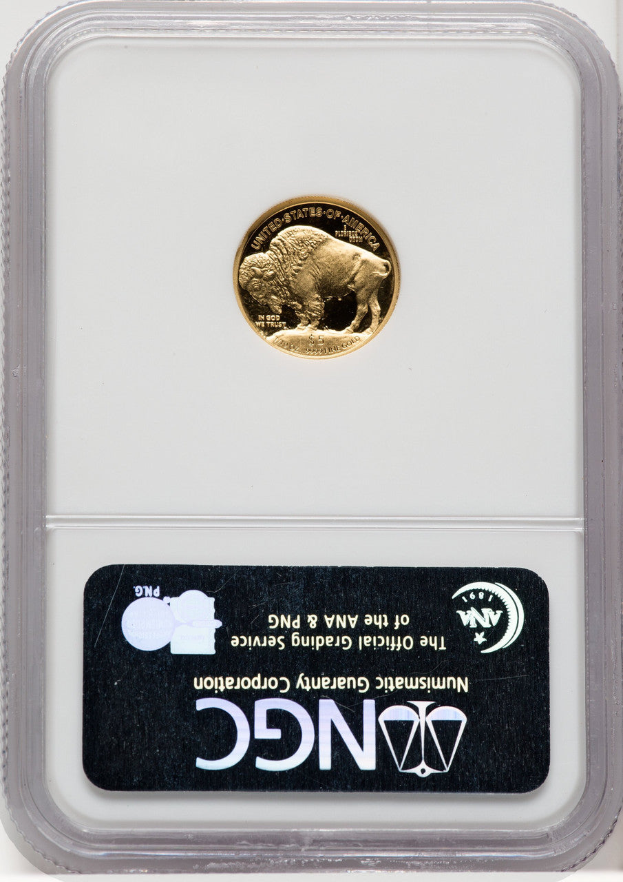 2008-W $5 Tenth-Ounce Gold Buffalo First Strike ER Blue NGC PF70