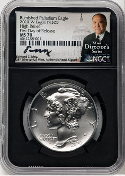 2020-W $25 Palladium First Day of Issue NGC MS70 Moy