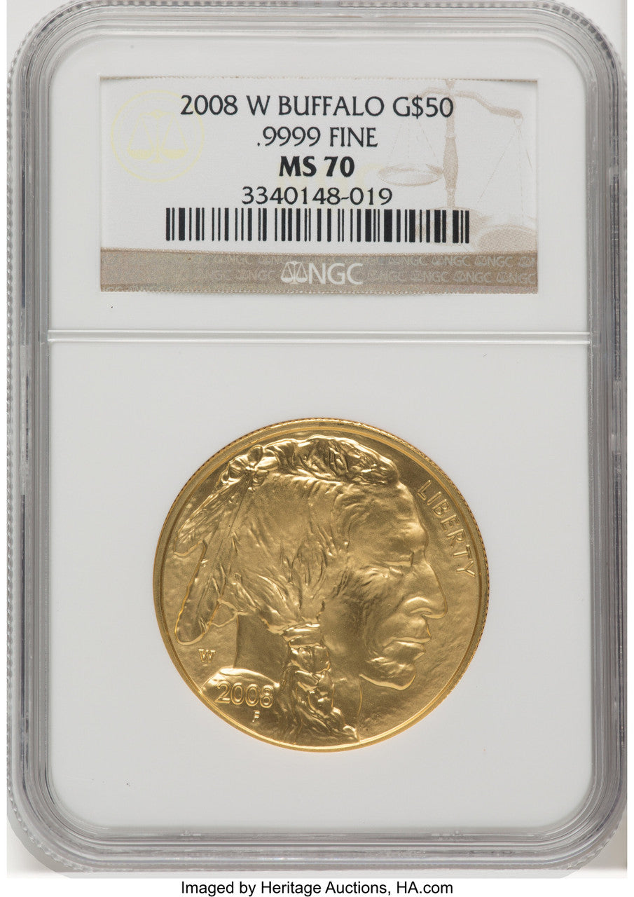 2008-W $50 One-Ounce Gold Buffalo NGC MS70