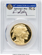 2018-W $50 One-Ounce Gold Buffalo First Day of Issue Denver Moy Signature PCGS PR70