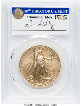 2019-W $50 Gold Eagle Burnished First Day of Issue Denver Moy PCGS SP70 (770569197)