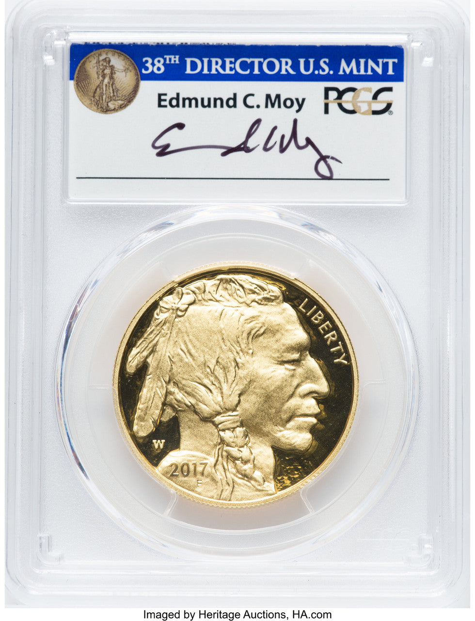 2017-W G$50 Buffalo 225th Anniversary First Day of Issue Moy Denver PCGS PR70