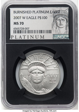 2007-W $100 One-Ounce Platinum Eagle Burnished NGC MS70 (770569104)