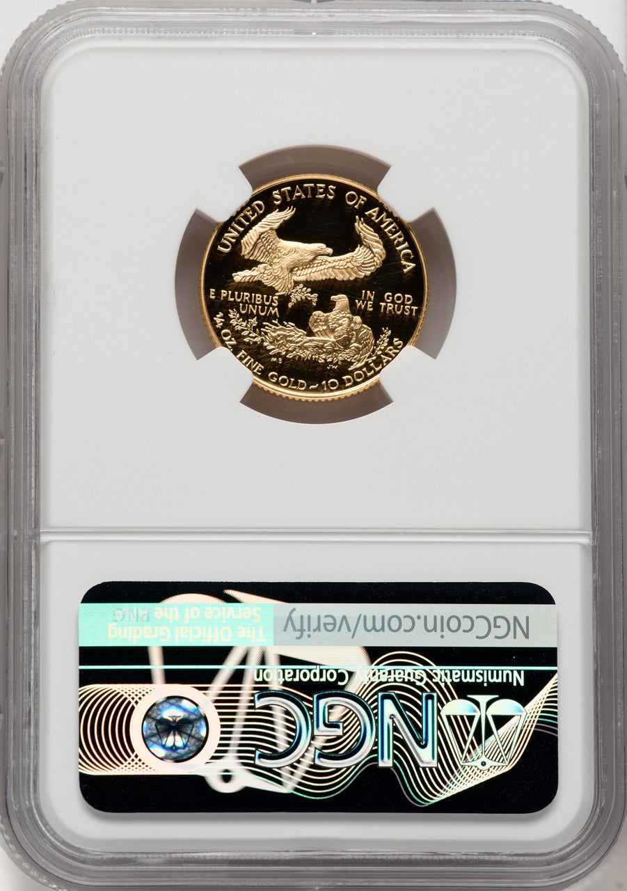 1996-W $10 Quarter-Ounce Gold Eagle Brown Label NGC PF70