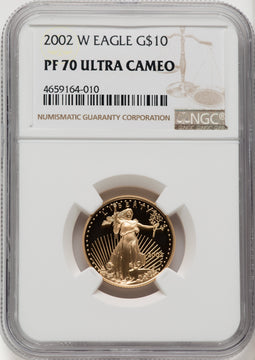 2002-W $10 Quarter-Ounce Gold Eagle Brown Label NGC PF70