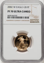 2002-W $10 Quarter-Ounce Gold Eagle Brown Label NGC PF70