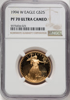 1994-W $25 Half-Ounce Gold Eagle Brown Label NGC PF70