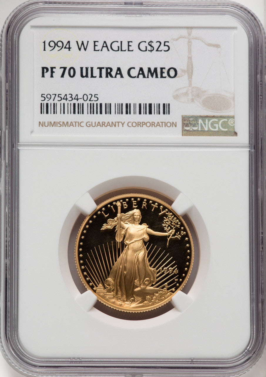 1994-W $25 Half-Ounce Gold Eagle Brown Label NGC PF70
