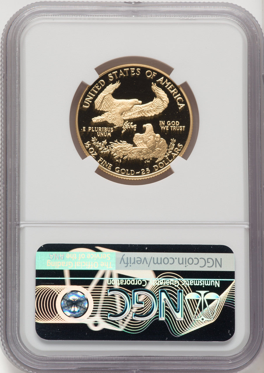 1990-P $25 Half-Ounce Gold Eagle Brown Label NGC PF70 (769461002)