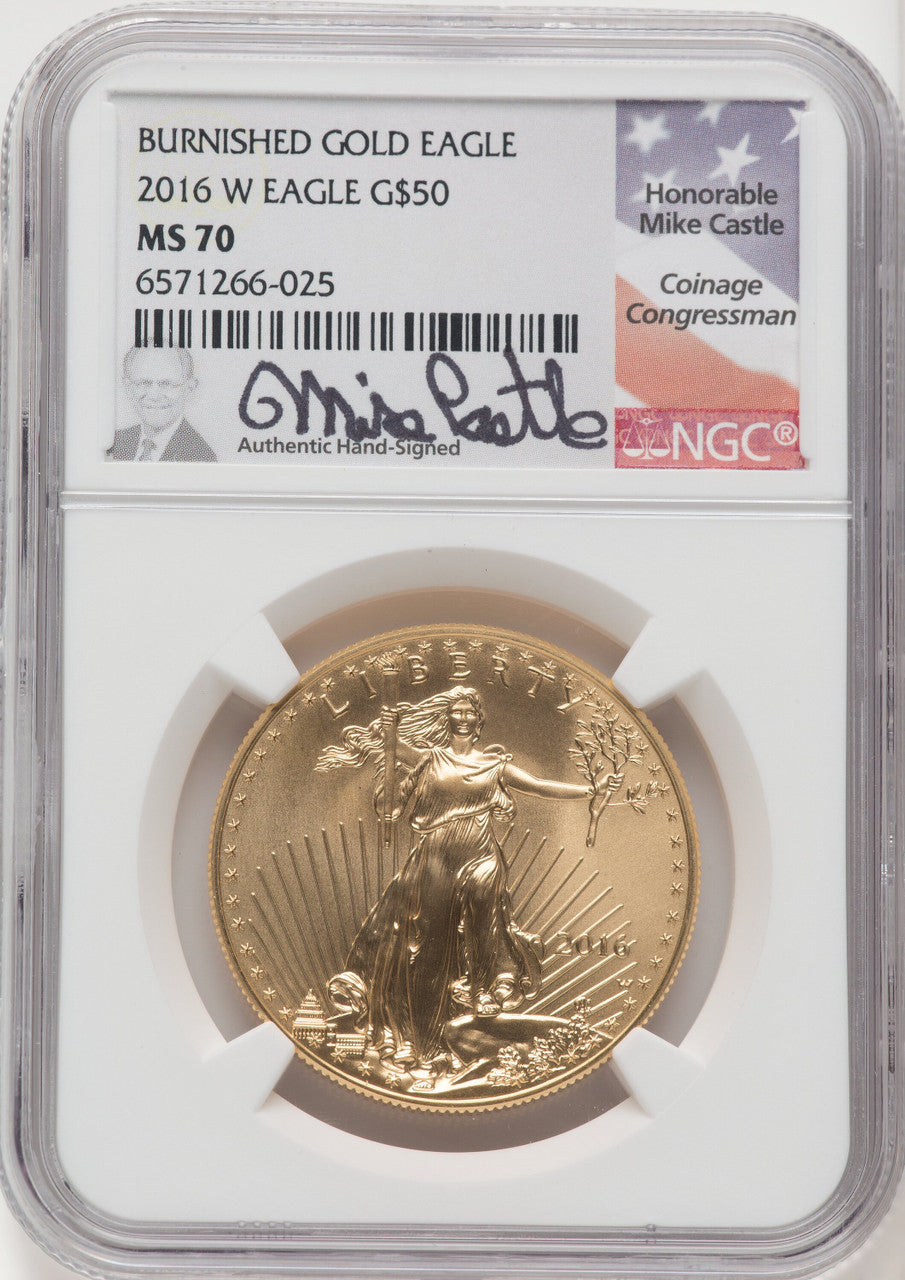 2016-W $50 One-Ounce Gold Eagle 30th Anniversary Mike Castle NGC MS70