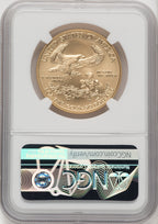 2018-W G$50 One Ounce Burnished Gold Eagle First Day of Issue Mike Castle NGC MS70