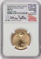 2006-W $25 Half-Ounce Gold Eagle Burnished Mike Castle NGC MS70