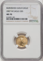 2007-W $5 Tenth-Ounce Gold Eagle Brown Label NGC MS70
