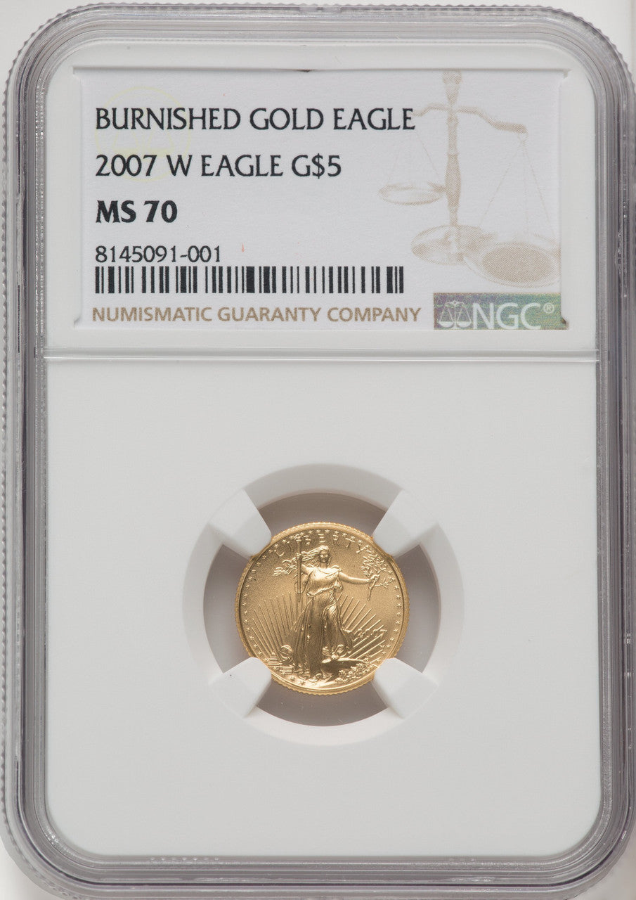 2007-W $5 Tenth-Ounce Gold Eagle Brown Label NGC MS70