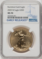 2020-W $50 One Ounce Gold Eagle Burnished ER Blue NGC MS70