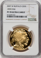 2007-W G$50 One-Ounce Gold Buffalo .9999 Fine Gold Brown Label NGC PF70 (519533018)