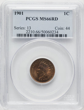 1901 1C RD Indian Cent PCGS MS66