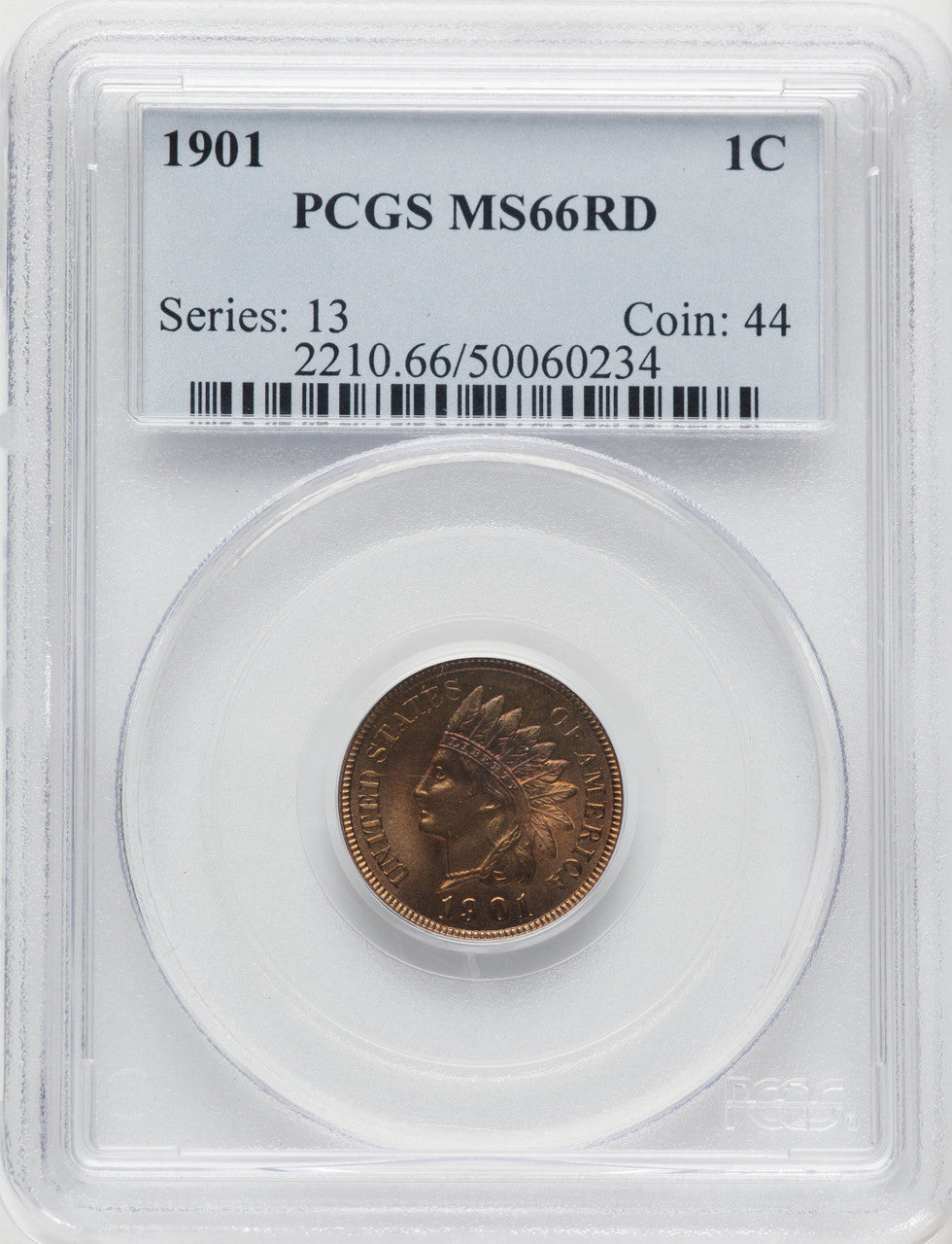 1901 1C RD Indian Cent PCGS MS66