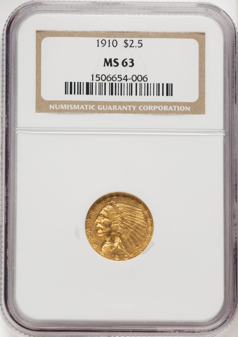 1910 $2.50 Indian Quarter Eagle NGC MS63