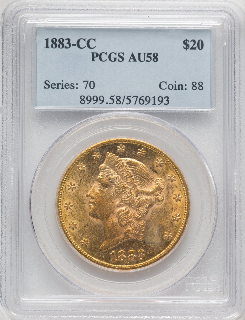 1883-CC $20 Liberty Double Eagle PCGS AU58