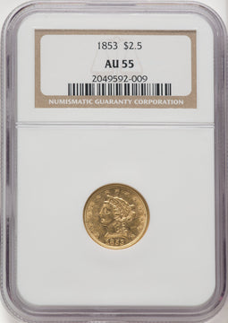 1853 $2.50 Liberty Quarter Eagle NGC AU55 (769485058)