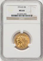 1914-D $5 Indian Half Eagle NGC MS64 (769416018)