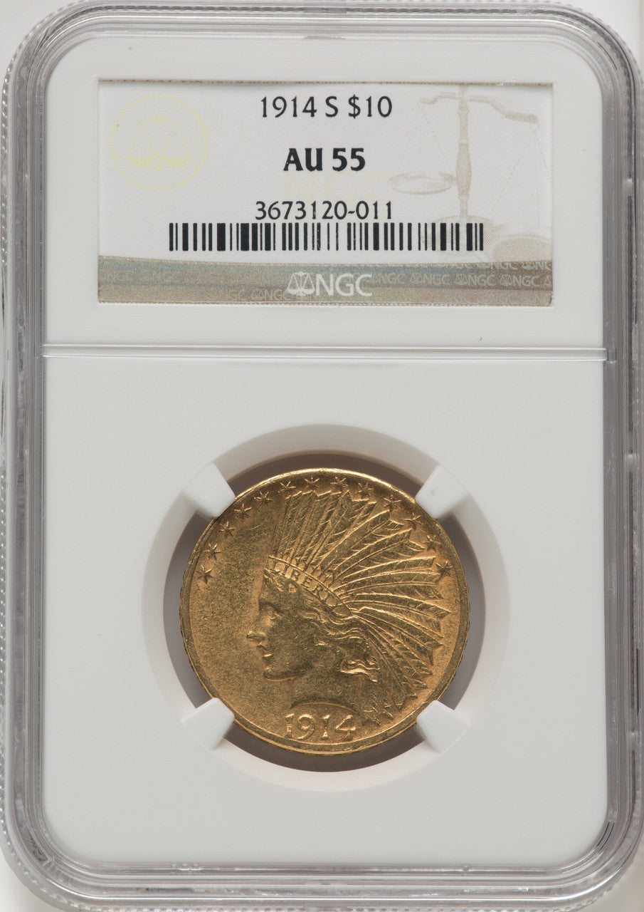 1914-S $10 Indian Eagle NGC AU55 (519548096)
