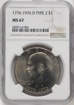 1976-D $1 Type Two Eisenhower Dollar NGC MS67 (769437028)