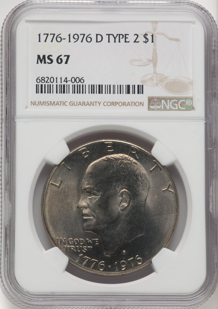 1976-D $1 Type Two Eisenhower Dollar NGC MS67 (769437028)