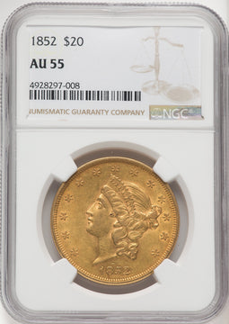1852 $20 Liberty Double Eagle NGC AU55