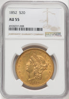 1852 $20 Liberty Double Eagle NGC AU55